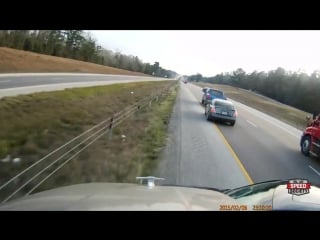 Red neck trucker, says no to this blonde trying to merge