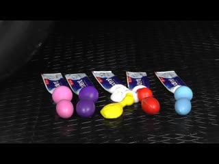 Crushing crunchy & soft thing by car experiment car vs balloons with toothpaste car tire crash