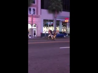 Nikki benz & ana foxxx dancing and twerking in traffic on hollywood blvd #ghostbustersxxx