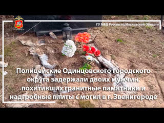 Полицейские одинцовского городского округа задержали двоих мужчин, похитивших гранитные памятники в г звенигороде