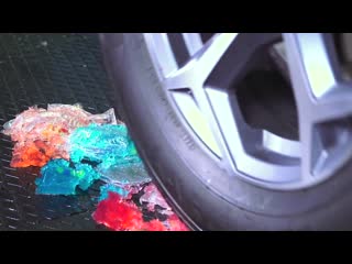 Crushing crunchy & soft things by car! experiment car vs jelly