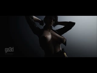 Busty brunette posing hot dance