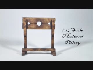 Miniature medieval pillory tutorial dollhouse how to make 1/24 scale diy