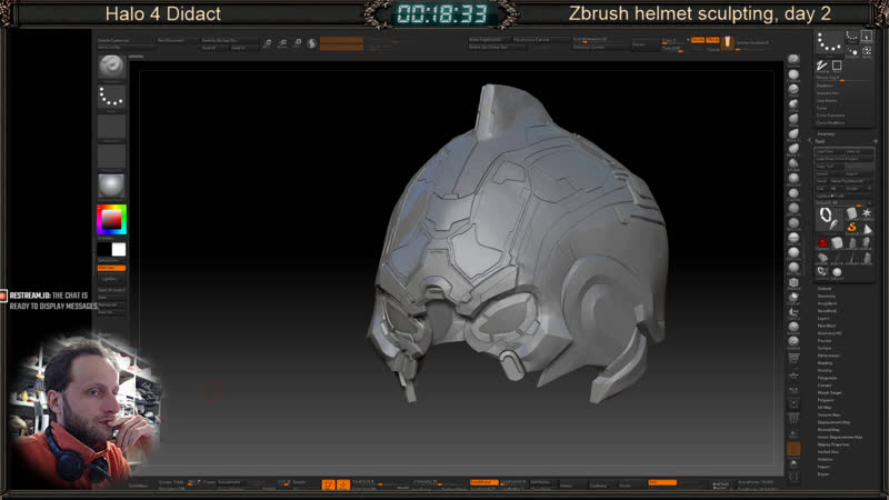 Halo 4 didact zbrush helmet sculpting day 2