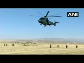 Dustlik troops from india uzbekistan take part in heliborne training during the joint exercise dustlik 2019