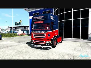 [ets 2 v1 34] ★ scania r520 topline v8 open pipe sound wiebe transport + trailer mod ★