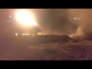 T 122 çnra gecede rejim mevzilerini ateş almaya devam ediyor t 122 mlrs continues to pound regime, even at night