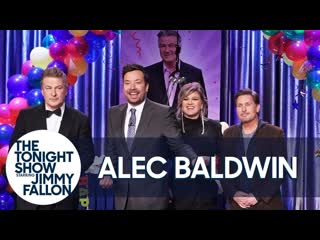 Alec baldwin gets a birthday surprise from jimmy, kelly clarkson and emilio estevez