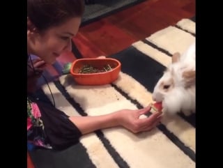 Bunny feeding #bunny ! #sexysaturday #feedingsaturday #laughter #joy #everythingnice #love 💋