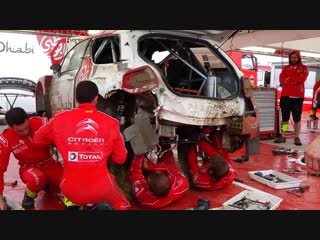 Wrc 73 rally poland 2016 30 min service of stephane lefebvre damaged citroen wrc
