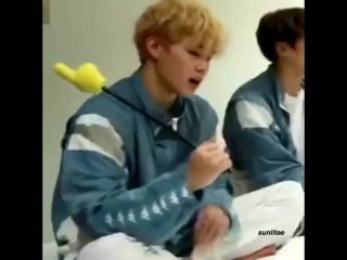 Jimin accidentally hitting himself w that pointing stick then looking at it as if someone