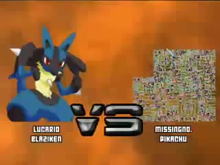 Lucario and blaziken vs missingno and glitched pika