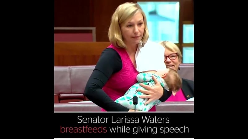 Сенатор лариса уотерс женщина политик, которая делает два дела одновременно кормит грудью ребенка в парламенте австралии и об