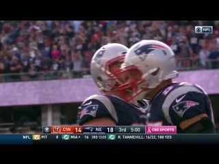 Brady hits gronk for huge gain and td to capitalize on bengals safety