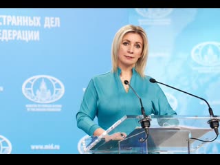 Russlands aussenamtssprecherin maria sacharowa gibt wöchentliche pressekonferenz