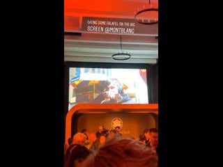 Eating some falafel on the big screen @montblanc