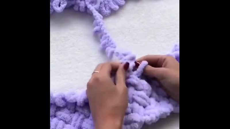 Плюшевый плед из пряжи alize puffy