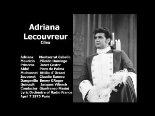 Adriana lecouvreur plácido domingo, montserrat caballé, de palma, coster, masini, paris 1975