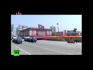 North korea with a rocket launcher during the parade