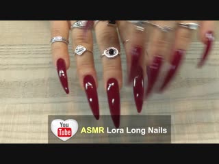 Длинные красные ногти играют с кольцами | long red nails playing with rings