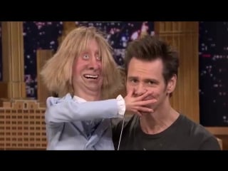 Jim carrey serenades his jeff daniels ventriloquist's dummy