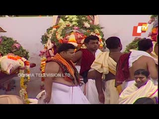 Snana purnima rituals of holy trinity underway in puri mp4