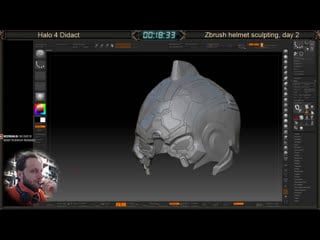 Halo 4 didact zbrush helmet sculpting day 2