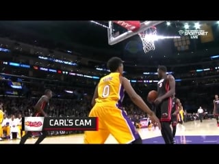 January 13, 2015 heat vs lakers nick young driving layup shot (assist bryant)