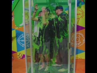 What's more fun than getting #slimed? how about 2 new episodes of the #dudeperfectshow starting sunday at 1p/12c! 💚🙌