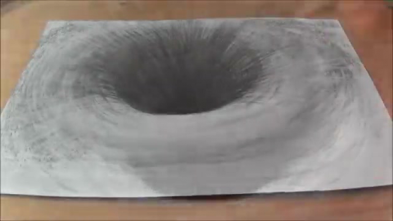 Drawing a 3d black hole, anamorphic art