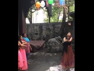 My little #radhe, breaking the handi and collecting her goodies ❤️❤️😘🌺🌺