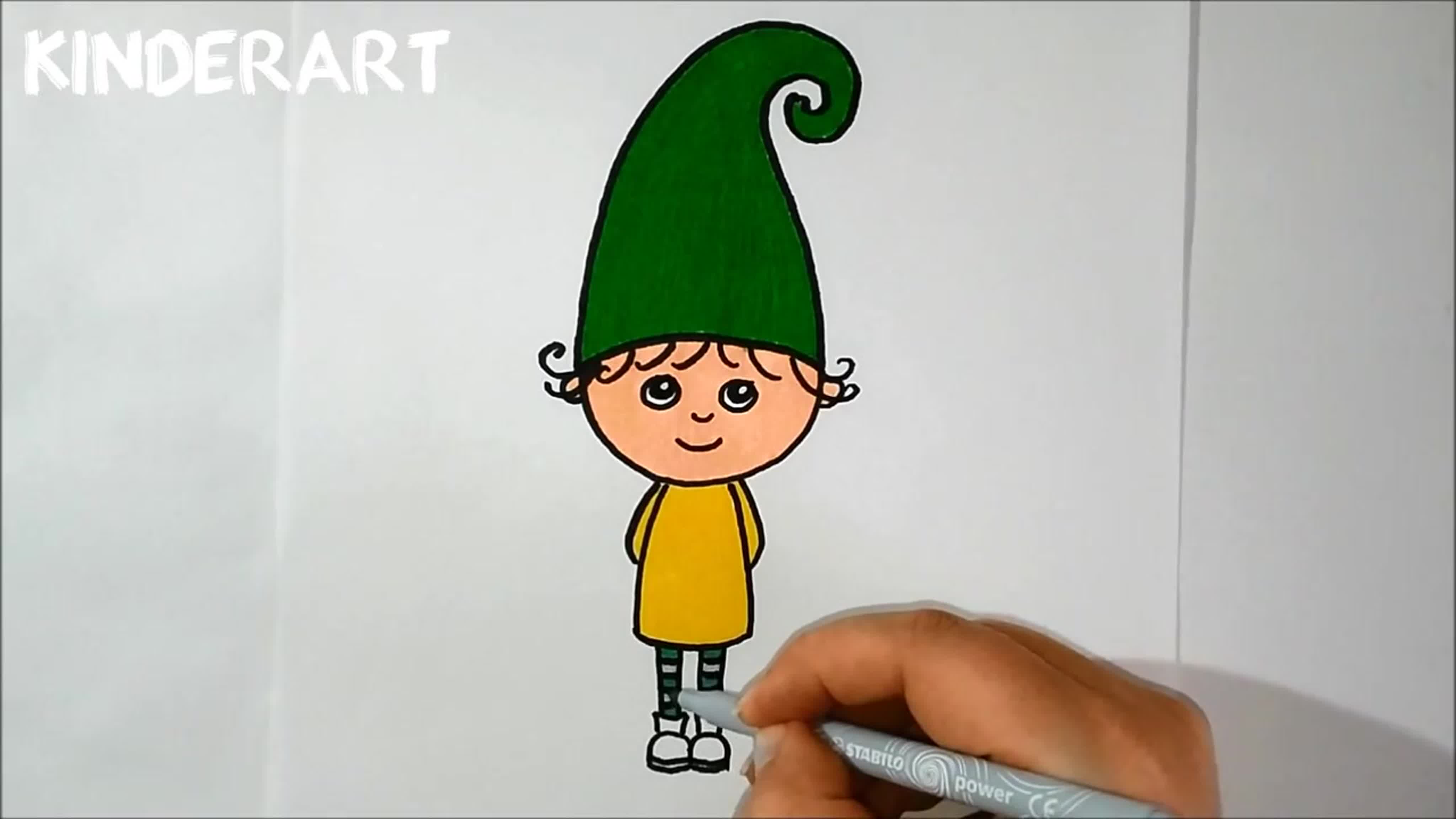 Как нарисовать гнома поэтапно ребенку видео для детей how to draw a gnome  for porn