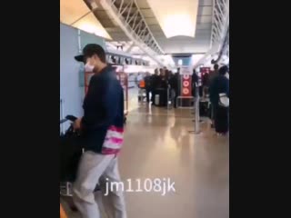 Here’s a quick vid of namjoon at the airport lets enjoy our crumbs bts @bts twt namjoon rm