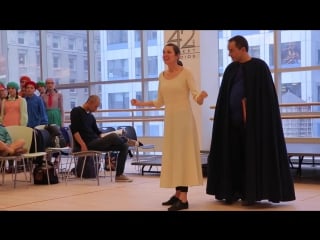 In rehearsal behind the scenes video from “joan of arc at the stake”