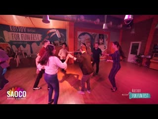 Sergey vladimirovich, marina piatnitsyna, pavel voytov, yuliya pilipenko rueda dancing at rostov for fun fest, (sc)