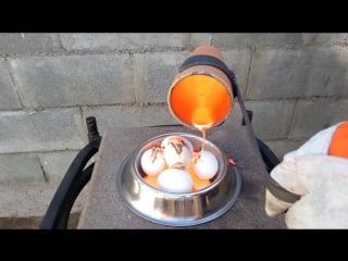 Molten copper vs 5 eggs boiling