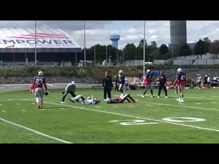 Patriots defenders working on tackling spinning ball carriers