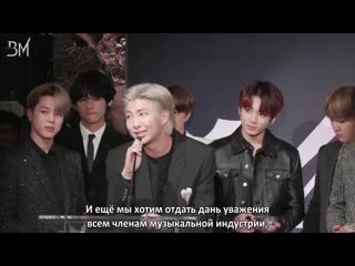 [rus sub] bts group of the year acceptance speech @ variety's 3rd annual hitmakers brunch