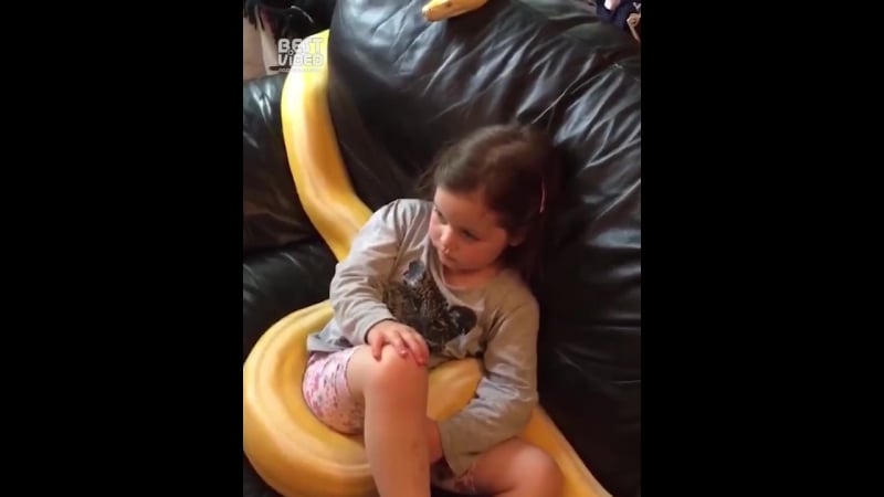 Просто маленькая девочка смотрит телик со свой 6 метровой змеей