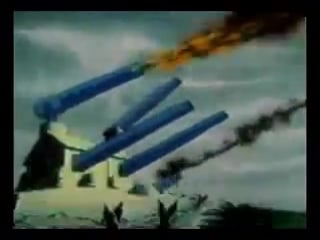 Cartoon three little pig and adolf wolf