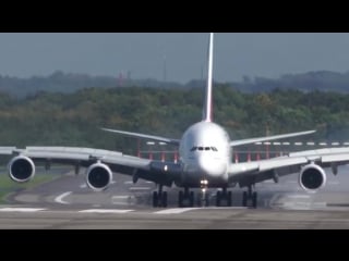 Huge airbus landing in germany during storm "xavier" props to the pilot
