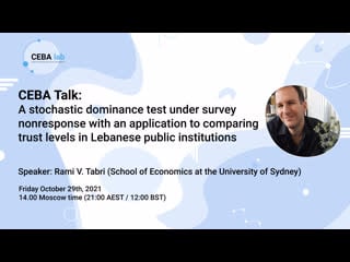 Ceba talk a stochastic dominance test under survey nonresponse (lebanese public institutions)