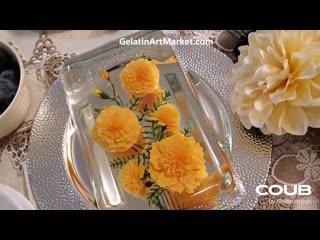 Thanksgiving marigold flower dessert gelatin art