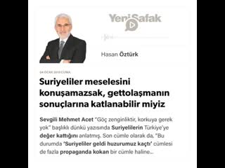 Hasan öztürk suriyeliler meselesini konuşamazsak,