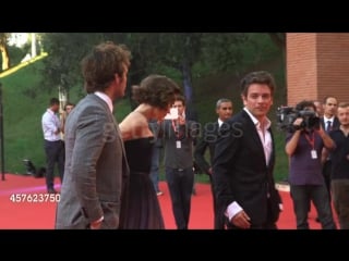 Lily collins, christian ditter, sam claflin at 'love, rosie' red carpet the 9th rome film festival at auditorium parco della m