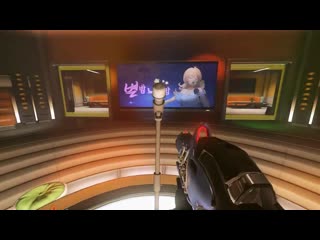 Ashe, widowmaker and baptiste sings in karaoke