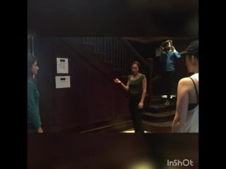 Dominique, elise and natasha on the bts of the fight scene in the carmilla movie