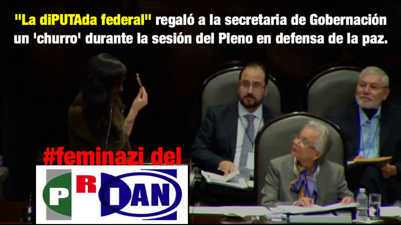 Ana lucía riojas, diputada federal, regaló este miércoles un 'churro' a la secretaría de gobernación, olga sánchez cordero