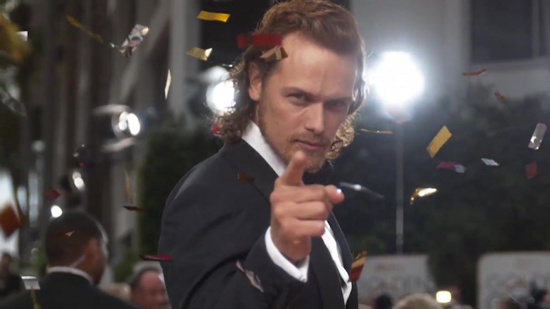 Шикарный сэм хьюэн на красной дорожке золотого глобуса 2016 год