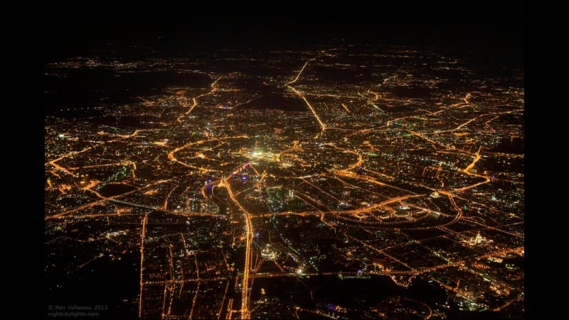 Ночная москва вид из кабины пилота